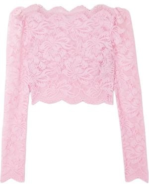 Rabanne Short Stretch Lace Top - Pink
