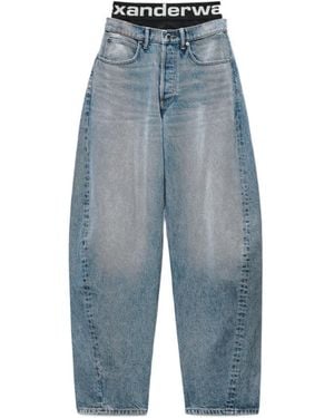 Alexander Wang Logo-Waistband Layered-Effect Tapered Jeans - Blue