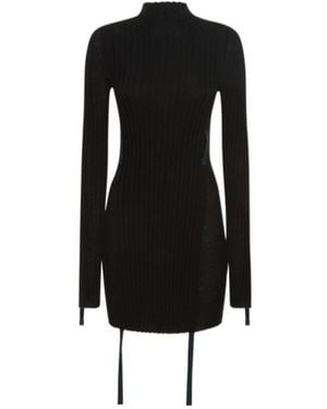 Dion Lee Gathered Cotton Blend Knit Mini Dress - Black