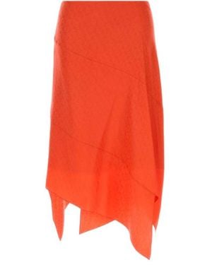 Fendi Ff Jacquard Asymmetric-Hem Midi Skirt - Orange