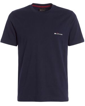Kiton Logo-Embroidered T-Shirt - Blue