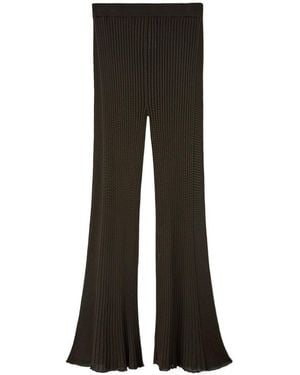 Jil Sander High-Waisted Chunky Ribbed Knit Pants - Black