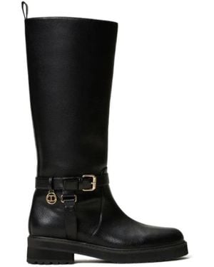 Twinset 40Mm Oval T Leather Boots - Black