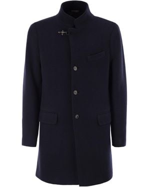 Fay Stand-Collar Wool Coat - Blue