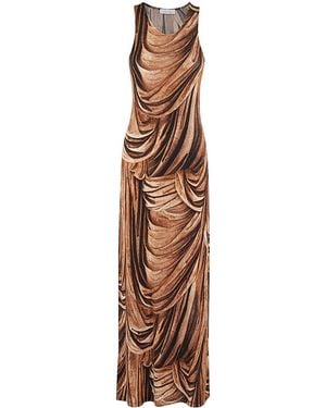 Rabanne Graphic-Print Jersey Maxi Dress - Brown