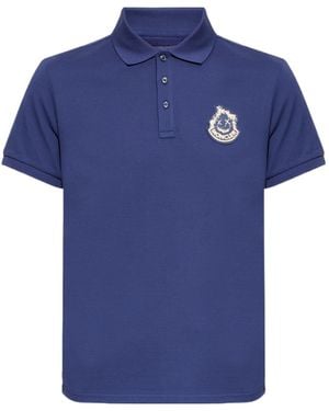 Moncler Logo Patch Short Sleeved Polo Shirt - Blue