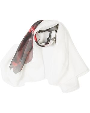 McQueen Floral Printed Shawl - White