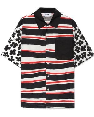 MSGM Mixed Pattern Poplin Shirt - Black