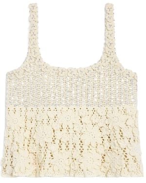 Celine Embroidered Crop Top - Natural