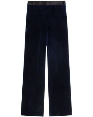 Victoria Beckham Wide-Leg Velvet Trousers - Blue