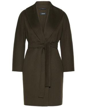 Max Mara Double-Faced Wool Robe Coat - Green