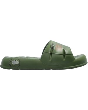 KENZO Logo Embossed Slides - Green