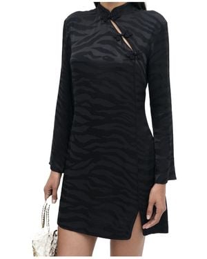 RIXO London New Chinese Style Modified Cheongsam Mini Dress - Black