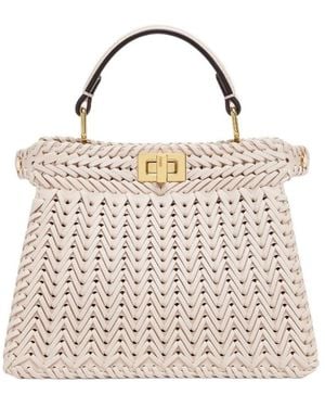 Fendi Camellia Interlace Leather Bag - Pink