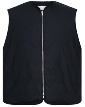 Jil Sander Logo Embroidered Zip-Up Gilet - Blue