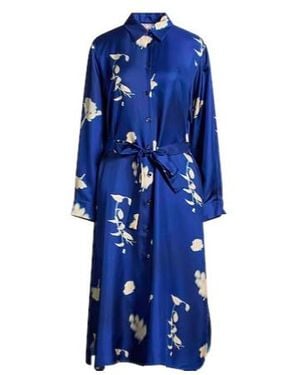 Max Mara Printed Longsleeve Shirt Dress - Blue