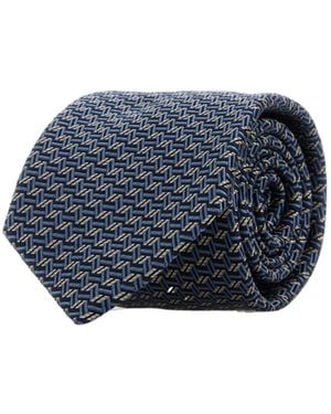 Brioni Embroidered Tie - Blue