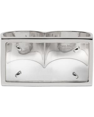 Maison Margiela Four Stitches Double-Signet Ring - White