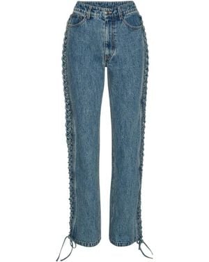 ROTATE BIRGER CHRISTENSEN Laced Straight-Leg Jeans - Blue