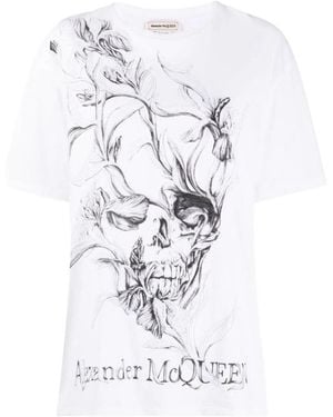 McQueen T-Shirt With Round Neck And Short Sleeves - White