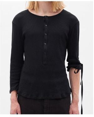 Ann Demeulemeester Long-Sleeved Crewneck Top - Black