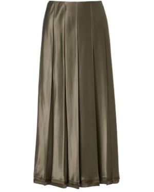 Vince Pleated Satin Midi Skirt - Green