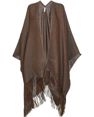Brunello Cucinelli Fringed-Edge Cape - Brown