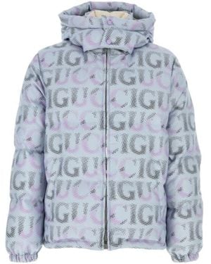Gucci Allover Logo Printed Down Jacket - Blue