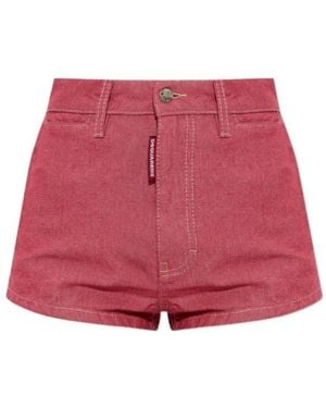 DSquared² Oxford Denim High Waist Hot Shorts - Red