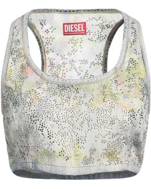 DIESEL Multi-colour Cropped Denim Vest - Grey