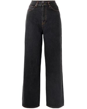 Wardrobe NYC Logo-Patch Cotton Wide-Leg Jeans - Black