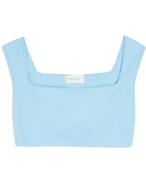 Sportmax Square-Neck Cropped Vest Top - Blue