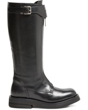 McQueen Round-Toe Over-The-Knee Boots - Black