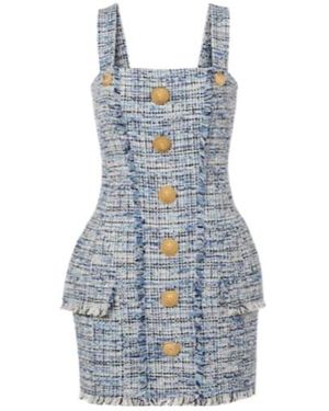 Balmain Denim Tweed Minidress - Blue