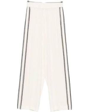 Fabiana Filippi Silk Wide-Leg Trousers - Natural