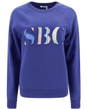 See By Chloé See By Chloé Logo Printed Crewneck Sweatshirt - Blue