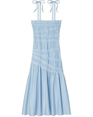 Tory Burch Shirred Midi Dress - Blue