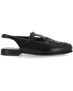 Hereu Roqueta Leather Slippers - Black