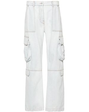 MSGM Mid-Rise Straight-Leg Cargo Jeans - White