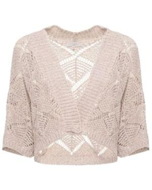 Antonelli Peonia Open-Knit Cropped Cardigan - Natural