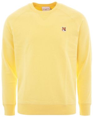 Maison Kitsuné Round Collar Logo Jumper - Yellow
