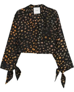 Nanushka Tie-Cuff Cropped Shirt - Black