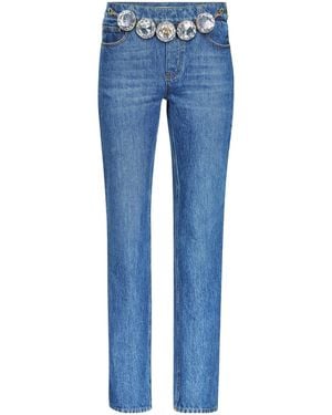 Area Jumbo Embellished Straight-Leg Jeans - Blue
