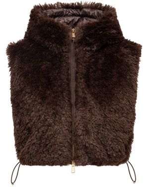 Moncler Hooded Down-Filled Teddy Bib - Brown