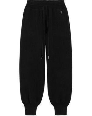 Ami Paris Ami Ami De Coeur Patch Knit Joggers - Black