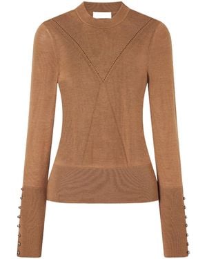 Rabanne Embellished Wool And Silk-Blend Sweater - Brown