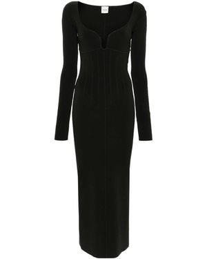 Nanushka Seam-Detail Ribbed Midi Dress - Black