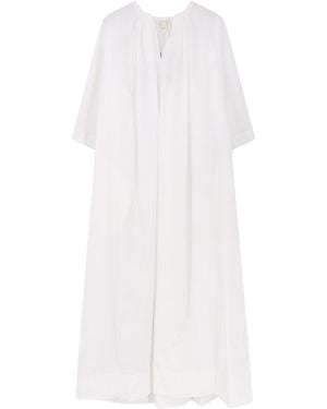 Aspesi Gathered V-Neck Dress - White