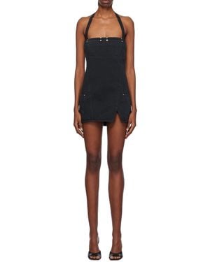 Dion Lee Rivet-Embellishment Cotton Mini Dress - Blue