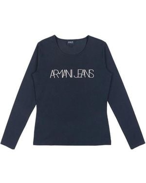Armani Jeans Round Collar And Long-Sleeved T-Shirt - Blue